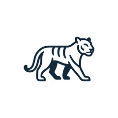 Elegant Tiger Outline Illustration in Minimalist Vector Style