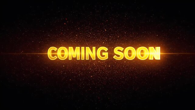 Coming Soon Text Animation With Glitter Particles Abstract Background