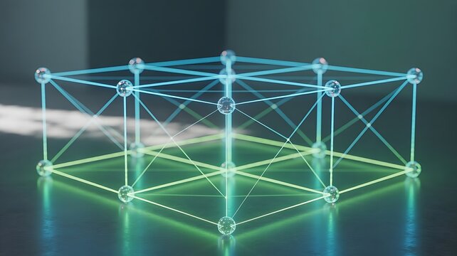 Abstract Network Structure Glowing Nodes and Lines
