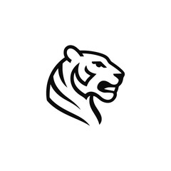Striking Tiger Head Outline Vector Icon