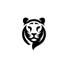 Striking Black and White Tiger Head Logo in