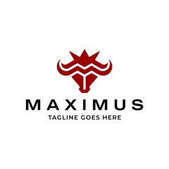 modern crown king bull head logo template vector icon	
