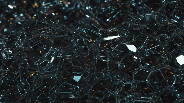 Abstract Dark Crystal Macro Background With Colored Light Reflections