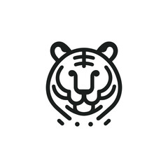 Minimalist Tiger Head Icon in Modern Line Art