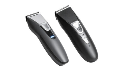 0 - Dual variations of cordless grooming trimmers with illuminated indicators isolated on transparent background