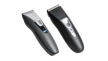 0 - Dual variations of cordless grooming trimmers with illuminated indicators isolated on transparent background