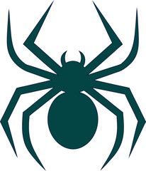 Simple spider icon in black silhouette style, perfect for bug illustrations, Halloween cards, and decor.