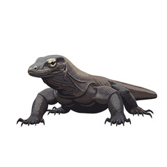 Obraz premium Stylized Komodo Dragon Standing, Isolated Wildlife Illustration in Detailed Vector Art.