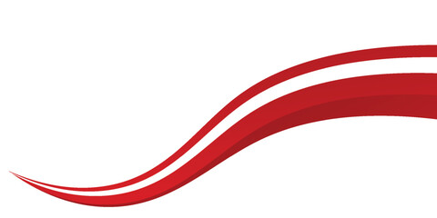 Abstract modern red wave shape with white lines on white background.Eps 10