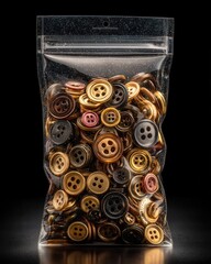 Assorted Buttons in Clear Plastic Bag