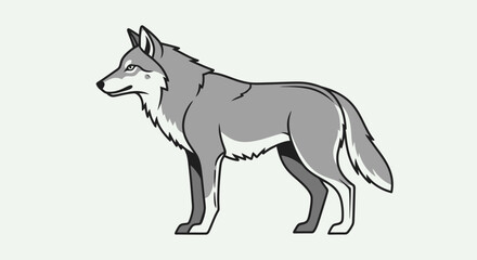 Obraz premium Detailed Wolf Illustration with Clean Lines, Perfect for Educational Materials, Wildlife Guides, and Nature-Themed Design Projects, usable for editorial or commercial