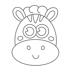Cute cartoon zebra head illustration isolated on transparent background.