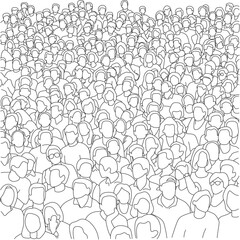 Crowd people in a stadium illustration vector hand drawn with black lines