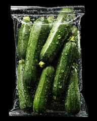 Fresh Cucumbers in Sealed Plastic Bag