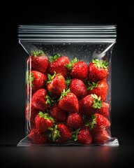 Fresh Strawberries in Clear Plastic Bag