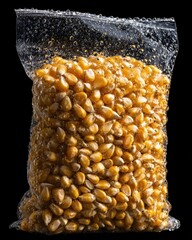 Clear Bag of Popcorn Kernels with Water Droplets