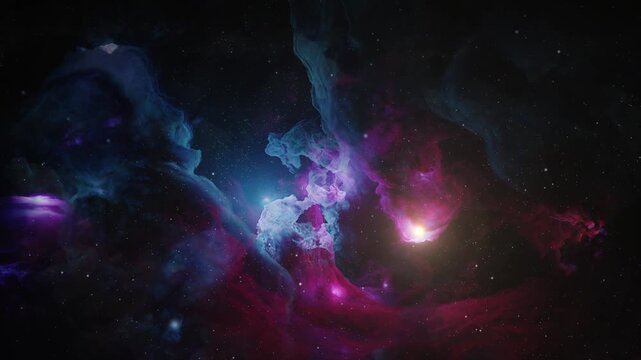 Galactic Nebula Clouds Floating in Deep Space