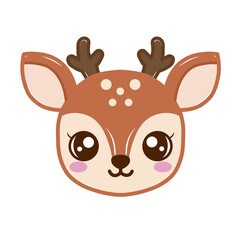 Cute kawaii deer face illustration