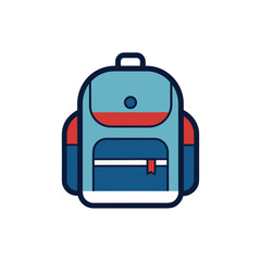 Illustration of a blue and red backpack on transparent background