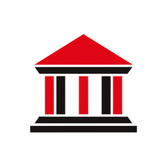 Illustration of a building with red roof on transparent background