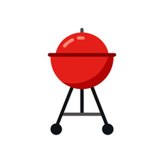 Illustration of a red barbecue grill setup on transparent background
