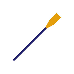 Illustration of a single blue and gold oar on transparent background