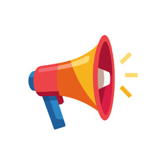 Vibrant megaphone with sound wave effect on transparent background