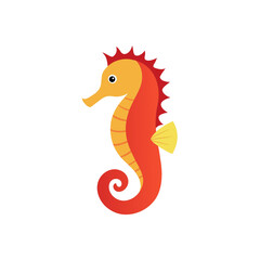 Illustration of a colorful seahorse art on transparent background