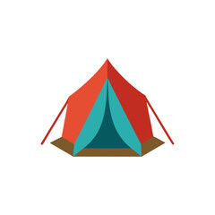 Illustration of a simple camping tent icon on transparent background