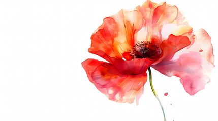 poppy flower watercolor simple minimal clean