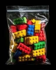 Colorful Building Blocks in Transparent Bag
