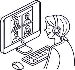 online meeting icon vector