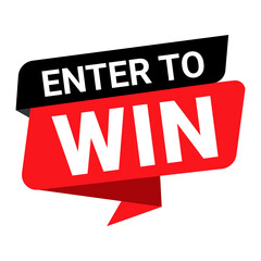 Enter to Win vector banner. Red and black paper ribbon banner with contest text on a white background