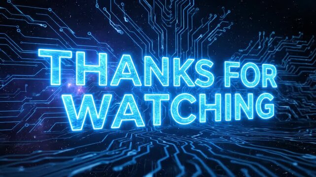 Thanks For Watching Blue Digital Circuit Grid