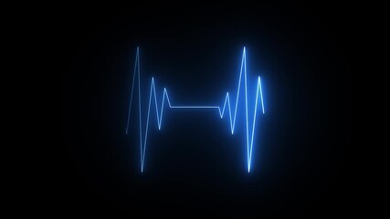 Neon Cardiogram animation. Glowing ECG graph motion. Seamless Heart pulse 4k video. ekg monitor icon.
