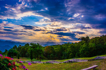 sunset over the mountains