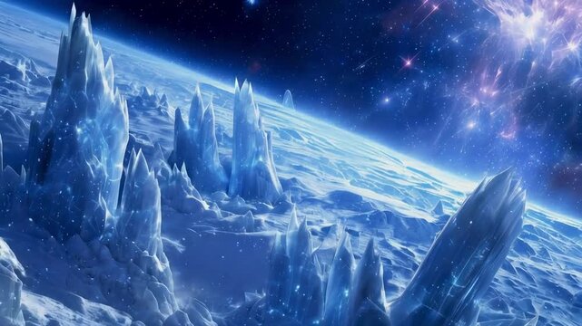 planet  blue ice in space