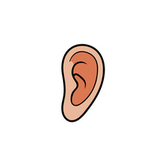 Illustration of a human ear on white space on transparent background