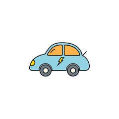 Illustration of a cartoon electric vehicle on transparent background