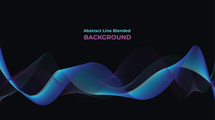Abstract futuristic blue neon background, line blended background template.