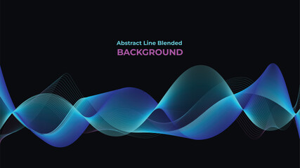 Abstract futuristic blue neon background, line blended background template.