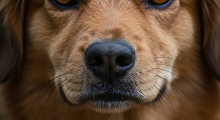 Detailed shot of a dog’s nose and muzzle, showing fur texture and natural lighting, symbolizing loyalty and companionship.