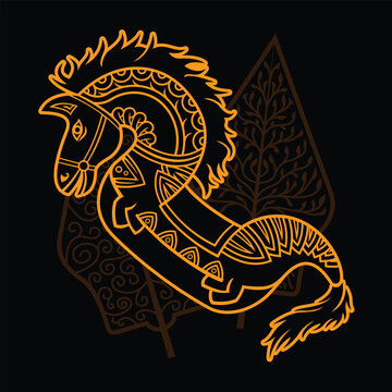 Jaran Kepang Kuda Lumping Traditional Indonesia Javanese Culture Dance Bamboo Horse Equipment Outline  Silhouette