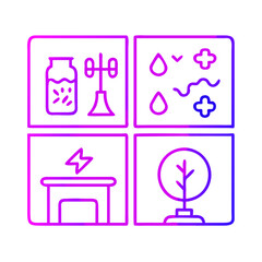 Diverse Sustainable Energy Sources Depicted in Outlined Icons