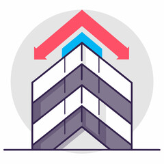 Geometric Arrow Logo with Segmented Building Elements