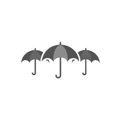 Obraz premium Three gray umbrellas in a simple design on transparent background
