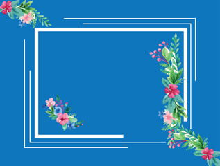 Floral Frame on Blue Background
Elegant Flower Border
Spring Floral Invitation Template
Watercolor Flowers with Frame