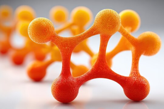 Abstract Orange Molecular Structure Design in Scientific Study
