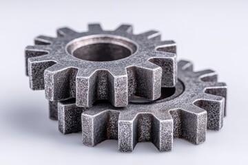 Miniature Metal Gears Interlocking in CloseUp Detail