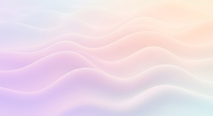 Obraz premium Ethereal abstract background with gentle undulating waves in a soft pastel gradient. Smooth flowing lines in pink, purple, and blue hues create a calming and modern visual design